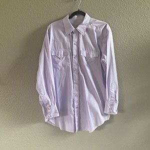 H Bar C Western Shirt 16 1/2 33 Mens Pearl Snap Western Embroidered lavender